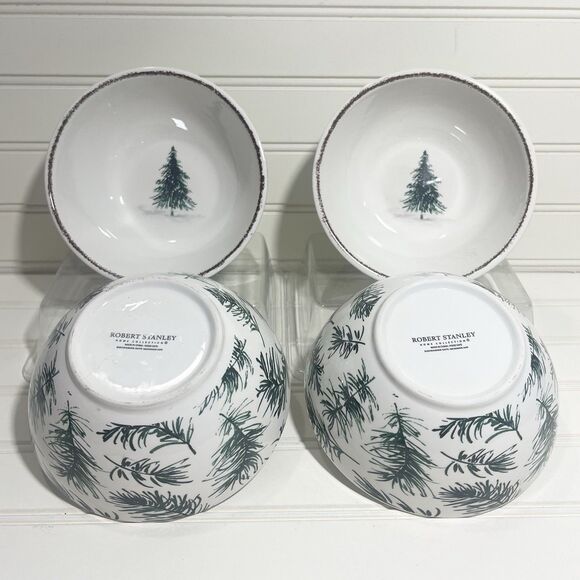 Robert Stanley Christmas Tree Holiday Bowls Set Of 4 Cereal Soup Holiday - Picture 1 of 9